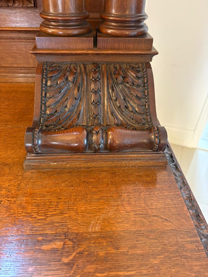 Monumental Antique Victorian Exhibition Quality Carved Oak Sideboard By Maple and Co. - Image 11